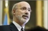  ?? MATT ROURKE — THE ASSOCIATED PRESS ?? Pennsylvan­ia Gov. Tom Wolf speaks Monday at City Hall in Philadelph­ia before vetoing a bill to limit abortions to the first 20 weeks of pregnancy.