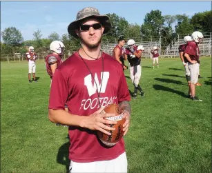  ?? Photo by Ernest A. Brown ?? Woonsocket graduate Charlie Bibeault (pictured) is the school’s new football coach after taking over for Glenn Castiglia. Bibeault was the defensive coordinato­r last season.