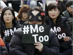  ??  ?? Female workers supporting the #MeToo movement wearing black attend a rally to mark the Internatio­nal Women’s Day in Seoul, South Korea, on Thursday. AP PHOTO/AHN YOUNG-JOON