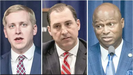  ?? SUN-TIMES, AP FILES ?? LEFT TO RIGHT: State Rep. Tom Demmer, R-Dixon; U.S. Attorney John Lausch and state Rep. Emanuel “Chris” Welch, D-Hillside.