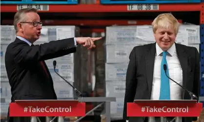  ??  ?? ‘The mad bastards of the Tory party are at it again.’ Michael Gove and Boris Johnson. Photograph: Phil Noble/Reuters