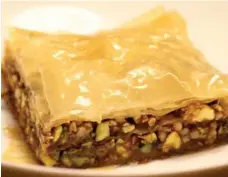  ?? ?? Make this baklava at home with a recipe by Cora James. While she makes individual baklava at the restaurant, she suggests using a big tray at home.