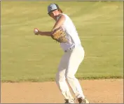  ?? Photo by Becky Polaski ?? Dalton Stahli, 22, prepares to make the throw to first for an out during Thursday’s game against St. Marys.