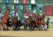  ?? PHOTO NYRA ?? The field broke together out of the gates for the 2018 running of the G1Jim Dandy Stakes.