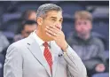  ?? LAURENCE KESTERSON/ASSOCIATED PRESS ?? Villanova coach Jay Wright reacts during Saturday’s game against Furman in Villanova, Pa. Furman won 76-68.