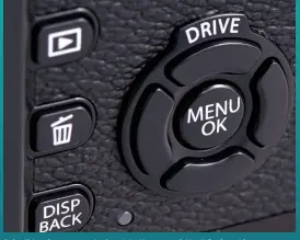  ??  ?? A familiar four-way control pad to the rear of the X-Pro2 enables menu options to be highlighte­d and implemente­d with a simple button press