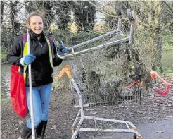 ??  ?? Stour officer Lauren Baker and right, some of the rubbish dumped in the river