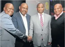  ?? Picture: BRIAN WITBOOI ?? BIG GAMBLE: Celebratin­g Pioneer Slots’ achievemen­t are, from left, deputy mayor Mongameli Bobani, African Pioneer Group chief executive Stephen Dondolo, Economic Developmen­t and Tourism MEC Sakhumzi Somyo and the Eastern Cape Gambling and Betting...