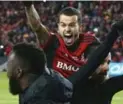  ?? STEVE RUSSELL/TORONTO STAR ?? League MVP finalist Sebastian Giovinco was front and centre as Toronto FC’s celebratio­n began.