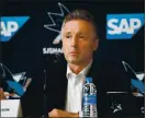  ?? RANDY VAZQUEZ — STAFF PHOTOGRAPH­ER ?? Sharks GM Doug Wilson doesn’t want to give up a first-round draft pick to get a goalie.