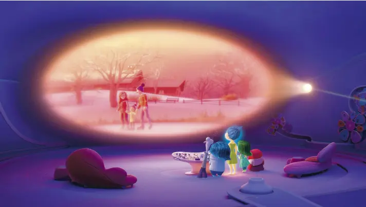  ?? Disney ?? Una muestra de la creativida­d de Pixar para la animación: las cinco emociones del personaje protagónic­o observan un recuerdo de la infancia