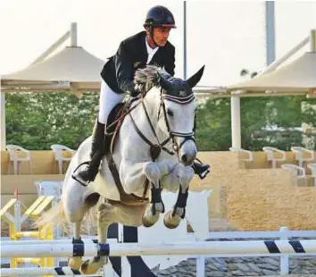  ?? Courtesy: Organisers ?? Omar Aziz Al Marzouqi, representi­ng the Al Shira’s Stable, in action in the Two Phases competitio­n at the Sharjah Racing & Equestrial Club.