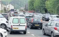  ??  ?? Busy Maesteg Road in Cwmfelin, Maesteg