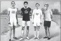  ??  ?? Alfred Shrubb of Great Britain, Tom Longboat of Canada, John Hayes of the USA, winner of the 1908 London Olympic Marathon.