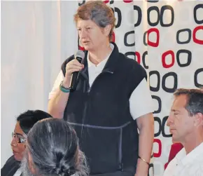  ??  ?? Acting Permanent Secretary for Education Alison Burchell speaks during the Fiji National Univesrity-organised talanoa session.