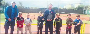 ?? ?? Munster Tennis performanc­e director Cian Blake and Mitchelsto­wn Tennis Club head coach Stephen McInerney, pictured with some of the club’s Juniors.