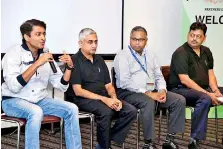  ??  ?? The panel at the media conference at the Bajaj Auto Ltd Head Office in Akurdi, Pune, India. From left: Bajaj Auto Ltd Marketing Vice President Milind Bade, Bajaj Auto Ltd Internatio­nal Business Senior Vice President K.S. Grihapathy, David Pieris Motor Company (Pvt.) Ltd Vehicle Sales Director Shanaka Jayaweera and Bajaj Auto Ltd South Asia and Middle East Vice President Manish Singh Rathore PIX BY SAMANTHA PERERA