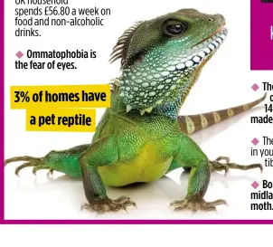  ??  ?? 3% of homes have a pet reptile