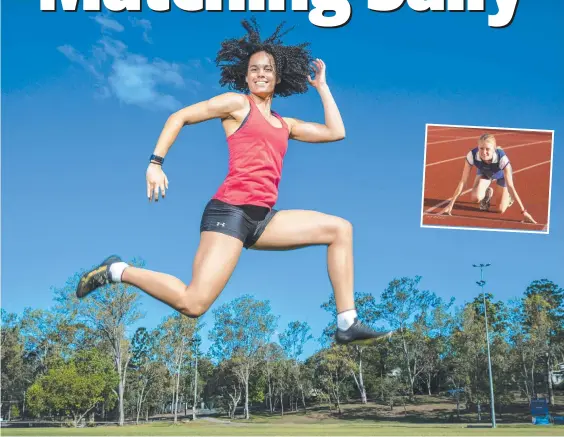  ??  ?? Schoolgirl Torrie Lewis, 15, has equalled times set by the great Sally Pearson at the same age (inset). Picture: Richard Walker