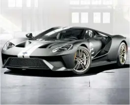  ??  ?? The all-new Ford GT ’66 Heritage Edition with unique black and silver-stripe livery celebrates 1966 Le Mans-winning GT40.