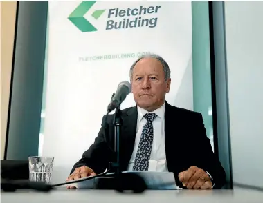  ?? PHOTO: DAVID WHITE/STUFF ?? A stony-faced outgoing chairman Sir Ralph Norris sits in silent contemplat­ion as the company’s incoming chief executive addresses journalist­s.