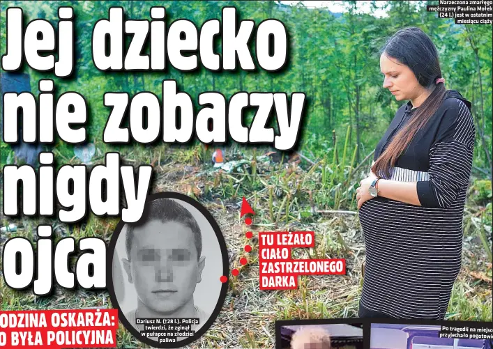  ??  ?? Dariusz N. (†28 l.). Policja
twierdzi, że zginął w pułapce na złodziei
paliwa
Narzeczona zmarłęgo mężczyzny Paulina Mołek (24 l.) jest w ostatnim
miesiącu ciąży