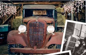  ??  ?? Clockwise from above: Ken’s 1935 Maple Leaf, stored in the barn; Ken on the truck as an eight-yearold; Ken, 78, in a similar pose a few years ago.