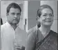  ?? SUSHIL KUMAR/HT ?? Congress chief Sonia Gandhi with son Rahul.