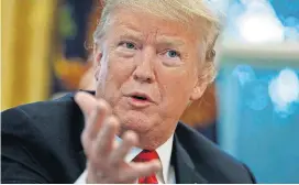  ?? [AP PHOTO] ?? President Donald Trump speaks during an interview with The Associated Press in the Oval Office of the White House on Tuesday in Washington.