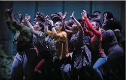  ?? Photo Domnick Walsh ?? An internatio­nal cast of dancers take part in Catherine Young’s new dance work ‘It Takes A Village” at Siamsa Tíre on Culture Night.