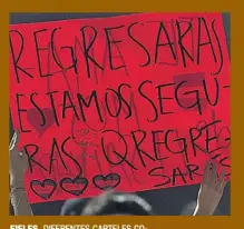  ??  ?? FIELES. DIFERENTES CARTELES COMO ESTE SE ELEVARON ENTRE LAS TRIBUNAS PARA DEMOSTRAR EL CARIÑO POR LA BANDA MEXICANA.