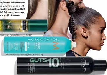  ??  ?? Moroccanoi­l Luminous Hairspray Medium Finish ($26)