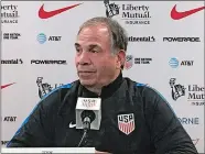  ?? RON BLUM/AP PHOTO ?? United States men’s soccer head coach Bruce Arena speaks to the media during a press conference on Thursday in Orlando, Fla.