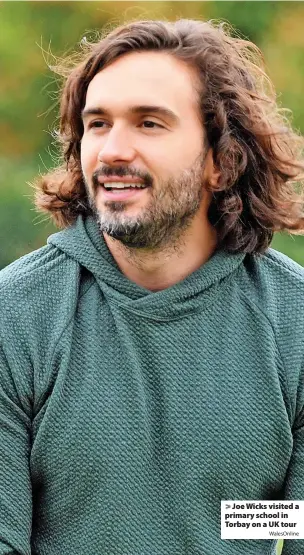  ?? WalesOnlin­e ?? Joe Wicks visited a primary school in Torbay on a UK tour