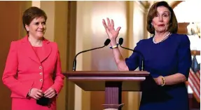  ?? ?? Meeting: Nicola Sturgeon with US House Speaker Nancy Pelosi