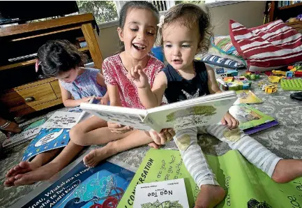  ?? PHOTO: WARWICK SMITH/STUFF ?? All ready for te reo Ma¯ori, Manumea Durie’s daughters, from left, Meleane Tu’ipulotu , 4, Fai’ana Tu’ipulotu, 6, and Kora Tu’ipulotu, 1.