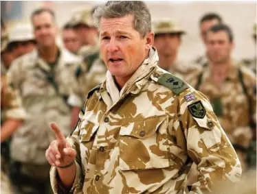  ??  ?? Rousing: Colonel Tim Collins makes his 2003 eve-of-battle speech on the Iraq border