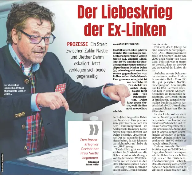 ?? ?? Der ehemalige Linken-Bundestags­abgeordnet­e Diether Dehm ...