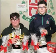  ??  ?? Patrician Academy students Killian O’ Donovan and Jack Tobin with their Project KJ Candles