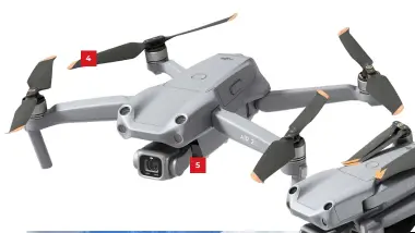  ??  ?? A three-axis gimbal system helps to keep the camera steady as the drone manouevres.
The Air 2S is designed to fold up quickly and into a compact form, for easy stowage.