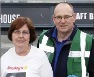  ??  ?? Monica Madden and Marc Windsor, pictured during ‘Smiley’s Charity Events’ fundraisin­g drive to raise money for defibrilla­tors around the town.