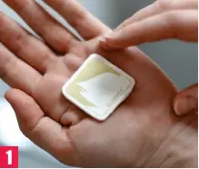  ??  ?? A square of shampoo: To use one of the new tabs, just add water and then lather it up in the palm of your hand