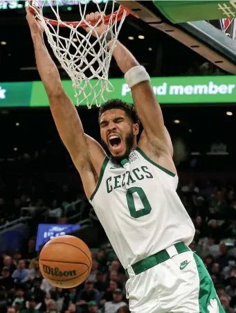  ?? MAtt stonE / HErAld stAff filE ?? SPEAKING VOLUMES: Jayson Tatum has embraced being in the MVP conversati­on.