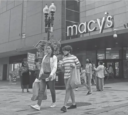  ?? CHARLES KRUPA/AP ?? Macy’s reported earnings of $345 million, or $1.08 per share in the three-month period ended July 31. Adjusted earnings were $1.29 per share, far above the 23 cents industry analysts had expected, according to Factset.