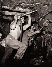  ??  ?? Drilling work during tunnel constructi­on for the Metro. Engineers had to adopt different tunnelling techniques on either side of the Tyne. Boulder clay on the Newcastle side gave relatively easy conditions, with the tunnels under Gateshead having to be arch-shaped rather than circular as they were driven through sandstone and coal.