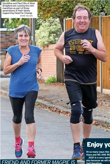  ?? MARIE WILSON ?? Geraldine and Paul Ellis of West Bridgford are running the mini marathon as part of three generation­s of their family supporting Head For Change