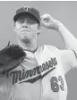  ?? ED ZURGA/GETTY IMAGES ?? Minnesota Twins pitcher Andrew Albers is the eighth Saskatchew­an-born player to play in the majors. His next start is expected to be Sunday.