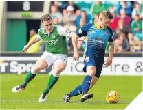  ??  ?? ■ Hibs’ Paul Hanlon (left) and Greg Docherty.