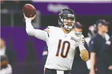  ?? HANNAH FOSLIEN/GETTY IMAGES ?? Mitch Trubisky led the Bears to four wins over the final six weeks, twice passing for more than 330 yards.