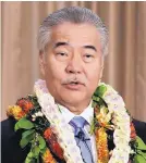  ?? AUDREY MCAVOY/ASSOCIATED PRESS ?? Gov. David Ige speaks to reporters in Honolulu after delivering his state of the state address at the Hawaii State Capitol in January.